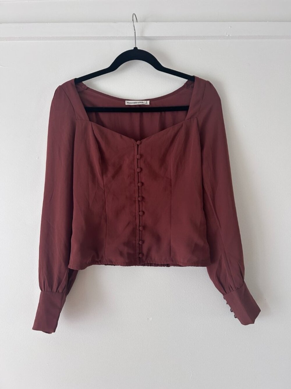 Abercrombie & Fitch Burgundy Sweetheart Blouse Small